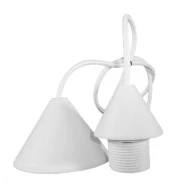 Σετ πλαστική ροζέτα με καλώδιο 1mt 2x0.75mm² & ντουί E27 σε λευκό χρώμα 