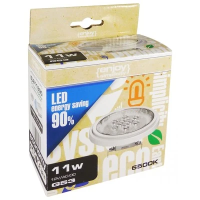 Λάμπα LED AR111 G53 11.5W 12V θερμό φως 2700k 880lm δέσμης 24° ντιμαριζόμενη 40000h