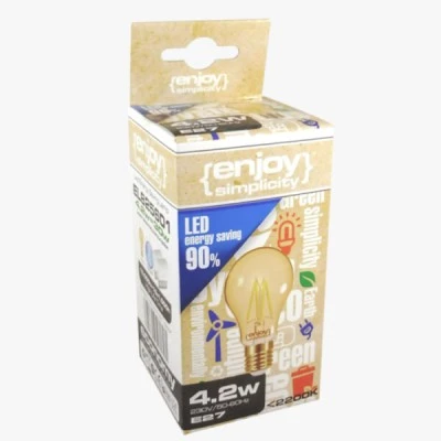 Λάμπα led filament amber G125 E27 4W 230V 2000k θερμό λευκό φως 320lm δέσμης 320° 15000h