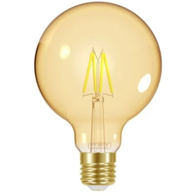 Λάμπα led Filament amber G95 E27 4W 230V 2000k θερμό λευκό φως 320lm δέσμης 320° 15000h