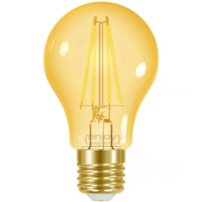 Λάμπα LED FILAMENT AMBER A60 E27 7.5W θερμό φως 2000k 600lm δέσμης 320° ντιμαριζόμενη 20000h