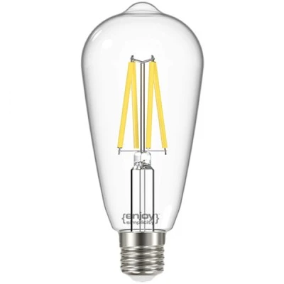 Λάμπα FILAMENT LED SMART Wi-Fi+BLE ON/OFF E27 ST64 6.3W θερμό φως 2700k 806lm 320° ντιμαριζόμενη