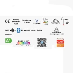 Λάμπα LED SMART Wi-Fi+BLE RGBW+CCT B35 E14 5.2W 2700-6500k 470lm δέσμης 300° 25000h