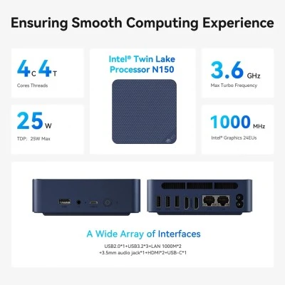 Mini PC Beelink EQ14, Intel N150, με 16GB RAM, 500GB M.2 SSD, Windows 11 Pro