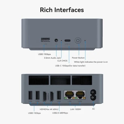 Mini PC Beelink EQi12-D4 , Intel Core i3-1220P, με 16GB RAM DDR4, 500GB M.2 SSD, Win 11 Pro