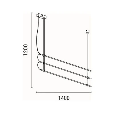 Κρεμαστό μεταλλικό φωτιστικό LED 3x20W με θερμό φως 3000K 6100Lm 1400mm ARTE ILLUMINA LINEA 
