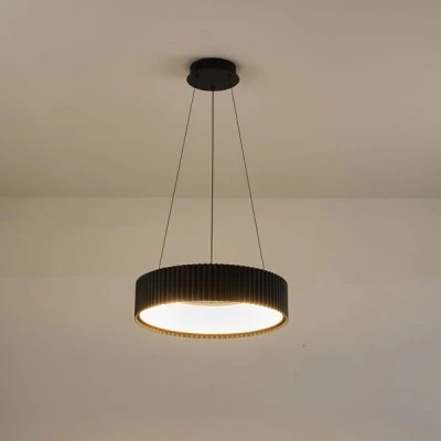 Φωτιστικό κρεμαστό LED μεταλλικό 30W θερμό φως 3000K 2262Lm με δέσμη 120° μαύρο χρώμα Φ460mm ARTE ILLUMINA HALLO