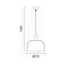 Κρεμαστό φωτιστικό καμπάνα με ντουί 1XΕ27 MAX 15W 270X1300mm μαύρο χρώμα μεταλλικό ARTE ILLUMINA SIMPLO