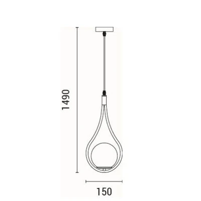 Φωτιστικό κρεμαστό γυάλινο μονόφωτο 1XE27 MAX 15W 210X1490mm λευκό-χρυσό χρώμα ARTE ILLUMINA ORBA