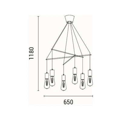 Κρεμαστό φωτιστικό 6φωτο ARTE ILLUMINA EDISON από μέταλλο και ξύλο ντουί 6XΕ27 650x650x1180mm μαύρο χρώμα Κρεμαστό φωτιστικό 6φωτο ARTE ILLUMINA EDISON από μέταλλο και ξύλο ντουί 6XΕ27 650x650x1180mm μαύρο χρώμα