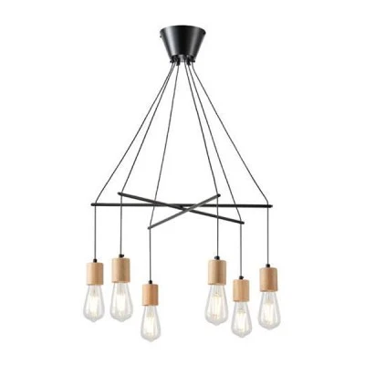 Κρεμαστό φωτιστικό 6φωτο ARTE ILLUMINA EDISON από μέταλλο και ξύλο ντουί 6XΕ27 650x650x1180mm μαύρο χρώμα Κρεμαστό φωτιστικό 6φωτο ARTE ILLUMINA EDISON από μέταλλο και ξύλο ντουί 6XΕ27 650x650x1180mm μαύρο χρώμα