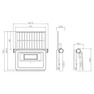 Προβολέας με ηλιακό PANEL & ανιχνευτή κίνησης 13W 1600LM 3CCT IP54 με δυνατότητα επιλογής χρώματος φωτός 3000K, 4000K & 6500K