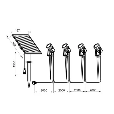 Σποτ κήπου με ηλιακό PANEL καρφωτό 4 τεμαχίων 1.5W RGB εναλλαγής χρωμάτων IP44