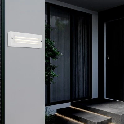 Φωτιστικό τοίχου LED 6W  με γρίλιες 3CCT με επιλογή χρώματος 2700K-6500Κ "SENARIO" σε λευκό χρώμα  IP65