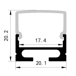 Προφίλ αλουμινίου εξωτερικό 2000x20,1x20,2° plus για εύκαμπτες ταινίες led 