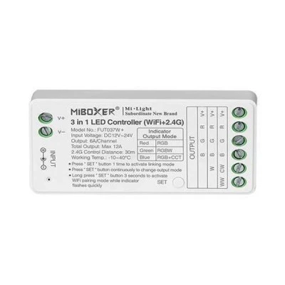 Ασύρματο RF wifi controller για ταινίες led rgbw 6A DC 12V/216W 24V/432W