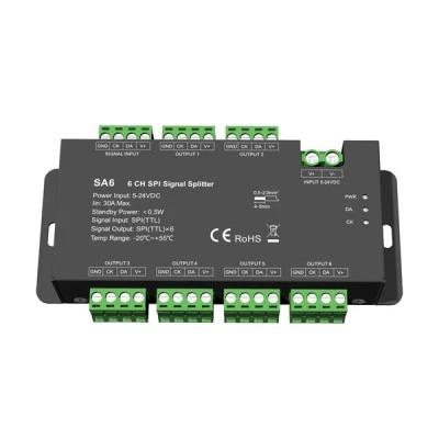 Spi spliter για pixel PRO''sa6'' 1 ομάδα σε 6 ομάδες 5-24VDC