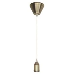 Ντουί Ε27 με καλώδιο 2x1mm & ροζέτα μπρονζέ κρεμαστό έτοιμο προς χρήση