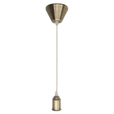 Ντουί Ε27 με καλώδιο 2x1mm & ροζέτα μπρονζέ κρεμαστό έτοιμο προς χρήση