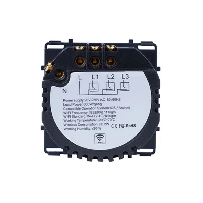 Smart wifi  L+N modular για διπλό διακόπτη αφής 600W 60x60x35mm