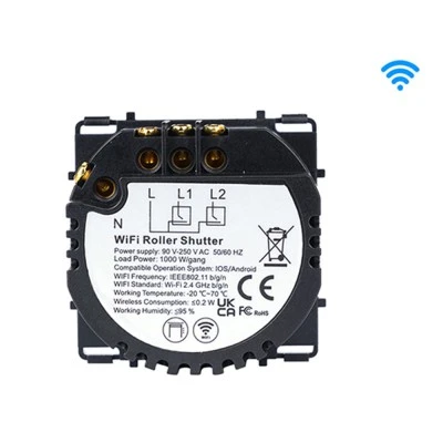 Smart wifi L+N modular διακόπτης αφής ρολών 2000W 60x60x35mm