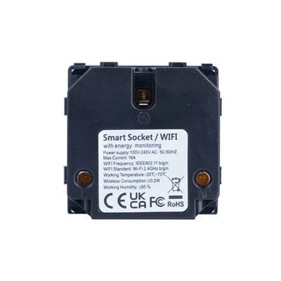 Smart wifi πρίζα σούκο 16A λευκή με ένδειξη λειτουργίας μπουτόν on/off και μετρητή ρεύματος για παρακολούθηση μέσω smartphone