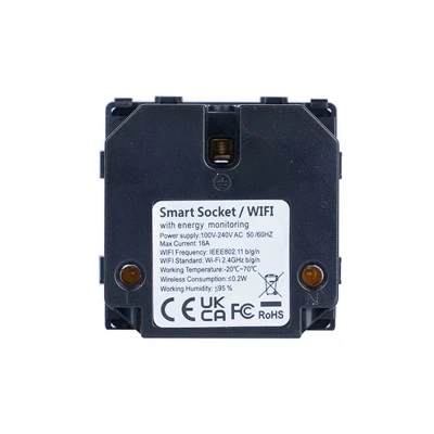 Smart wifi πρίζα σούκο 16A μαύρη με ένδειξη λειτουργίας μπουτόν on/off και μετρητή ρεύματος για παρακολούθηση μέσω smartphone