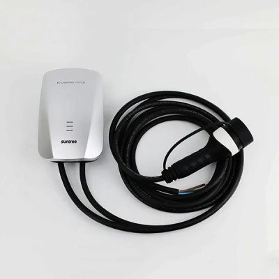 Φορτιστής ηλεκτρικών αυτοκινήτων SUNTREE 230V AC μονοφασικός 7KW 32A με μήκος καλωδίου 5m ασημί χρώμα IP55