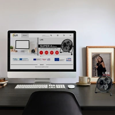 Μεταλλικός mini ανεμιστήρας με σύνδεση USB σε μαύρο χρώμα 2.5W LIFE SUPER4 BLACK