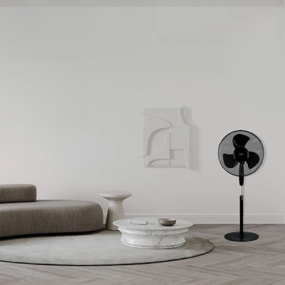 Ανεμιστήρας με ορθοστάτη 45W σε μαύρο χρώμα 40cm LIFE OSTRO DARK 16''