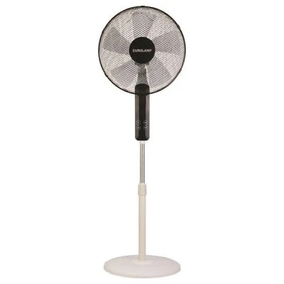 Ανεμιστήρας ορθοστάτης Φ40cm 60W με στρόγγυλη βάση μαύρο-λευκό χρώμα χειριστήριο 5 φτερωτές & LED οθόνη αφής