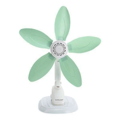 Ανεμιστήρας επιτραπέζιος Φ34cm 220V 12W  με μανταλάκι και 5 μαλακές φτερωτές σε λευκό-μέντα χρώμα 