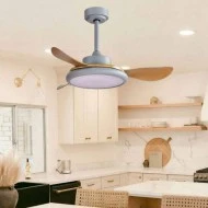 Ανεμιστήρας οροφής σε γκρι & ξύλο 35W Φ107cm με LED DIMMABLE φωτισμό 32W τηλεχειριστήριο 6 ταχύτητες & 3 φτερωτές