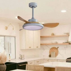 Ανεμιστήρας οροφής σε γκρι & ξύλο 35W Φ107cm με LED DIMMABLE φωτισμό 32W τηλεχειριστήριο 6 ταχύτητες & 3 φτερωτές
