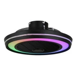 Ανεμιστήρας πλαφονιέρα οροφής 20W Φ51cm μαύρο χρώμα με πλέγμα φωτισμό RGB 60W με τηλεχειριστήριο & χρονοδιακόπτη 