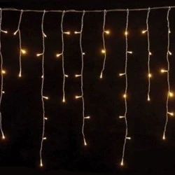 300 led λαμπάκια θερμό φως σε βροχή επεκτάσιμα με διάφανο καλώδιο και 31v μετασχηματιστή 900x70cm IP44