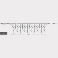 Λαμπάκια βροχή 144 led σε λευκό χρώμα με διάφανο pvc καλώδιο 8 προγράμματα, μνήμη και δυνατότητα επέκτασης 300x60cm IP44