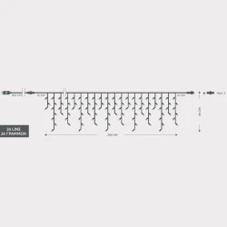 Λαμπάκια βροχή 144 led σε λευκό χρώμα με διάφανο pvc καλώδιο 8 προγράμματα, μνήμη και δυνατότητα επέκτασης 300x60cm IP44