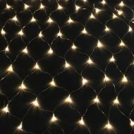 Χριστουγεννιάτικα λαμπάκια δίχτυ 60 led θερμό φως με ηλιακό πάνελ, αισθητήρα φωτός και 8 προγράμματα σε πράσινο pvc καλώδιο h100 x w100cm IP44