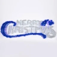 Διακοσμητικό Merry christmas 184x5x65.5cm με 21m led φωτοσωλήνα ασημί και μπλε χρώμα και προέκταση παροχής 1,5m ip44