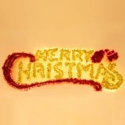 Διακοσμητικό Merry Christmas 184x5x65.5cm με led φωτοσωλήνα σε θερμό και κόκκινο φως και προέκταση παροχής 1,5m ip44