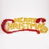 Διακοσμητικό Merry Christmas 184x5x65.5cm με led φωτοσωλήνα σε θερμό και κόκκινο φως και προέκταση παροχής 1,5m ip44