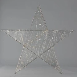 Αστέρι φωτιζόμενο 78cm με 240 led θερμό φως σε ασημί μετταλικό σκελετό και μετασχηματιστή IP44