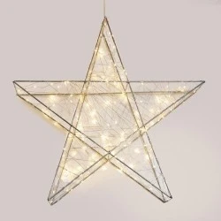 Αστέρι φωτιζόμενο 110cm με 480 led λαμπάκια σε θερμό φως ασημί μεταλλικό σκελετό, μετασχηματιστή 4,5V, timer και προέκταση παροχής 5m ip44