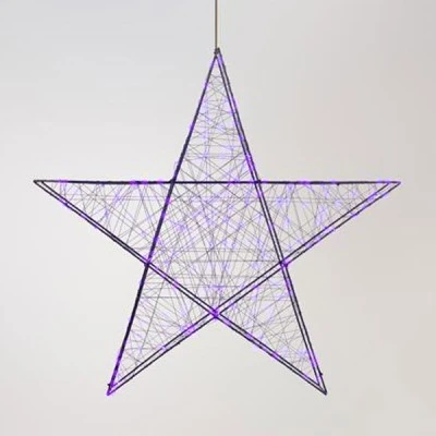 Αστέρι φωτιζόμενο 78cm με 240 led λαμπάκια σε μωβ χρώμα μαύρο μεταλλικό σκελετό με χρονοδιακόπτη και μετασχηματιστή IP44