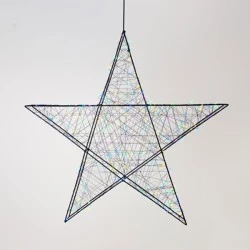 Αστέρι φωτιζόμενο 78cm με 240 χρωματιστά led σε μαύρο μεταλλικό σκελετό τροφοδοσία με μετασχηματιστή 4,5V,χρονοδιακόπτη και προέκταση παροχής 5m IP44