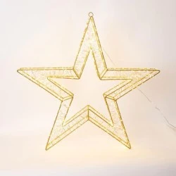 Φωτιζόμενο αστέρι 70cm με 1680 led σε θερμό φως μπρονζέ μεταλλικό σκελετό μετασχηματιστή 31v, χρονοδιακόπτη και προέκταση παροχής 5m ip44