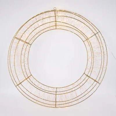 Στεφάνι 80cm φωτιζόμενο με 1680 led θερμό φως χρονοδιακόπτη και μπρονζέ μεταλλικό σκελετό με προέκταση παροχής 5m ip44