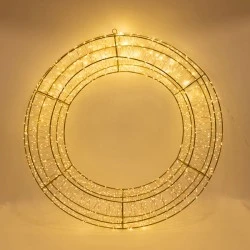 Στεφάνι 80cm φωτιζόμενο με 1680 led θερμό φως χρονοδιακόπτη και μπρονζέ μεταλλικό σκελετό με προέκταση παροχής 5m ip44