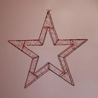 Αστέρι φωτιζόμενο 50cm με 1200 led σε κόκκινο χρώμα 12V μετασχηματιστή και χρονοδιακόπτη, μαύρο μεταλλικό σκελετό και προέκταση παροχής 5m, ip44